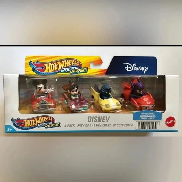 Mattel Hot Wheels Racer Verse: Disney 4-pack Mickey/Vanellope/Stitch/Hiro NEW!! - Picture 1 of 4